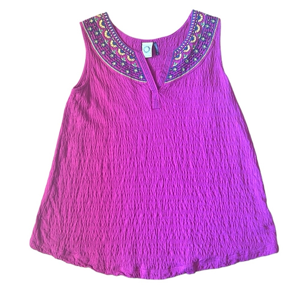 Anthropologie Akemi Kin Vizela Boho Magenta Embroidered Sleeveless Top Size XS